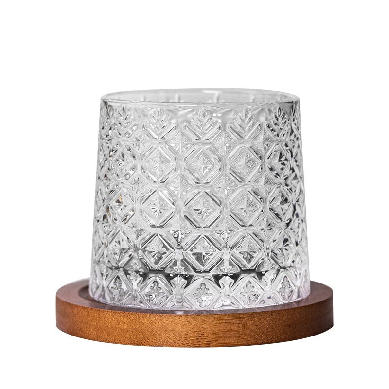 Vasos giratorios con Base de Vidrio y Madera