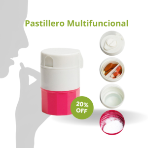 Pastillero multifuncional con organizador, cortador y triturador de tabletas