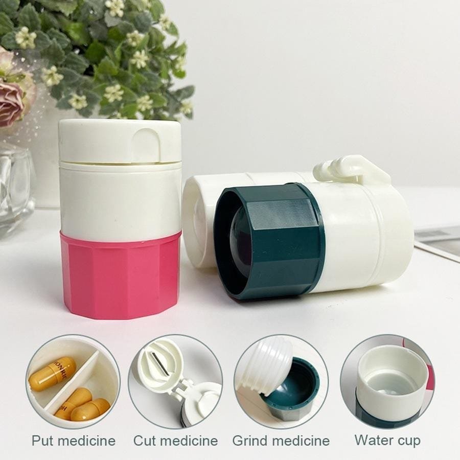 Pastillero multifuncional con organizador, cortador y triturador de tabletas